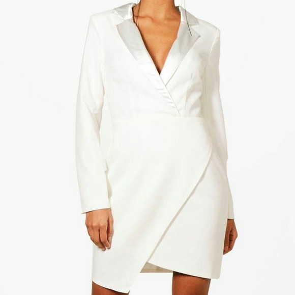 ASOS Dresses & Skirts - NWT White Tuxedo Blazer Dress US Size 4